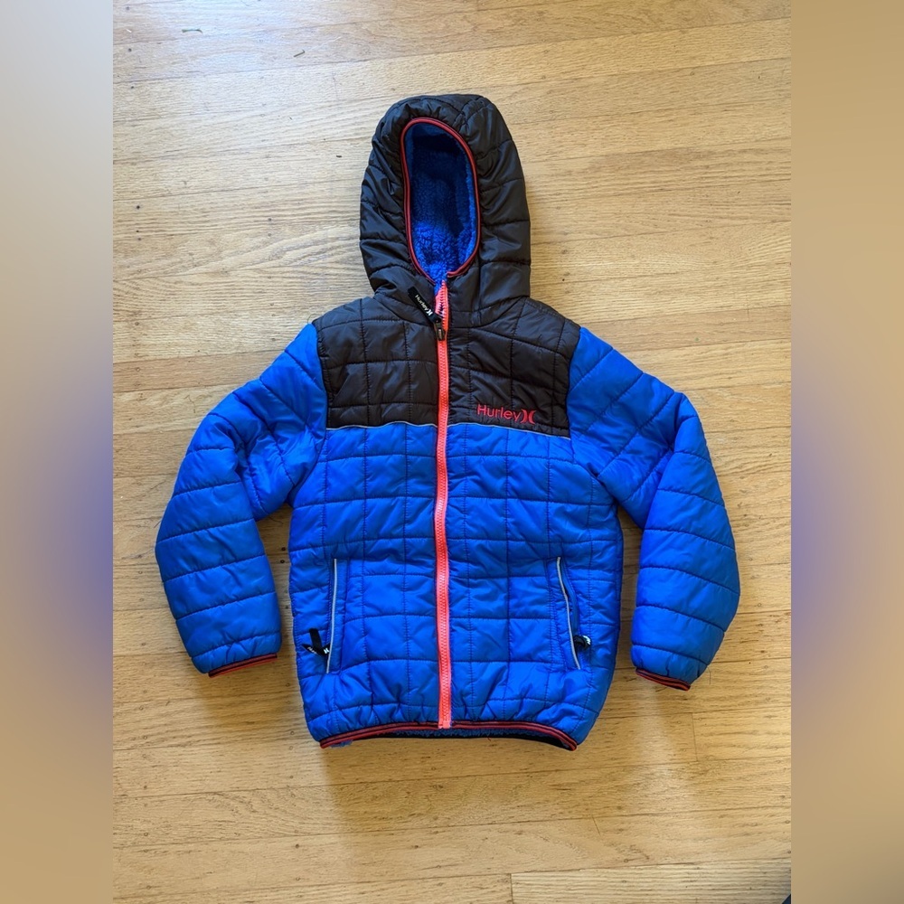 Hurley Puffer Jacket With Hood Fleece Lined